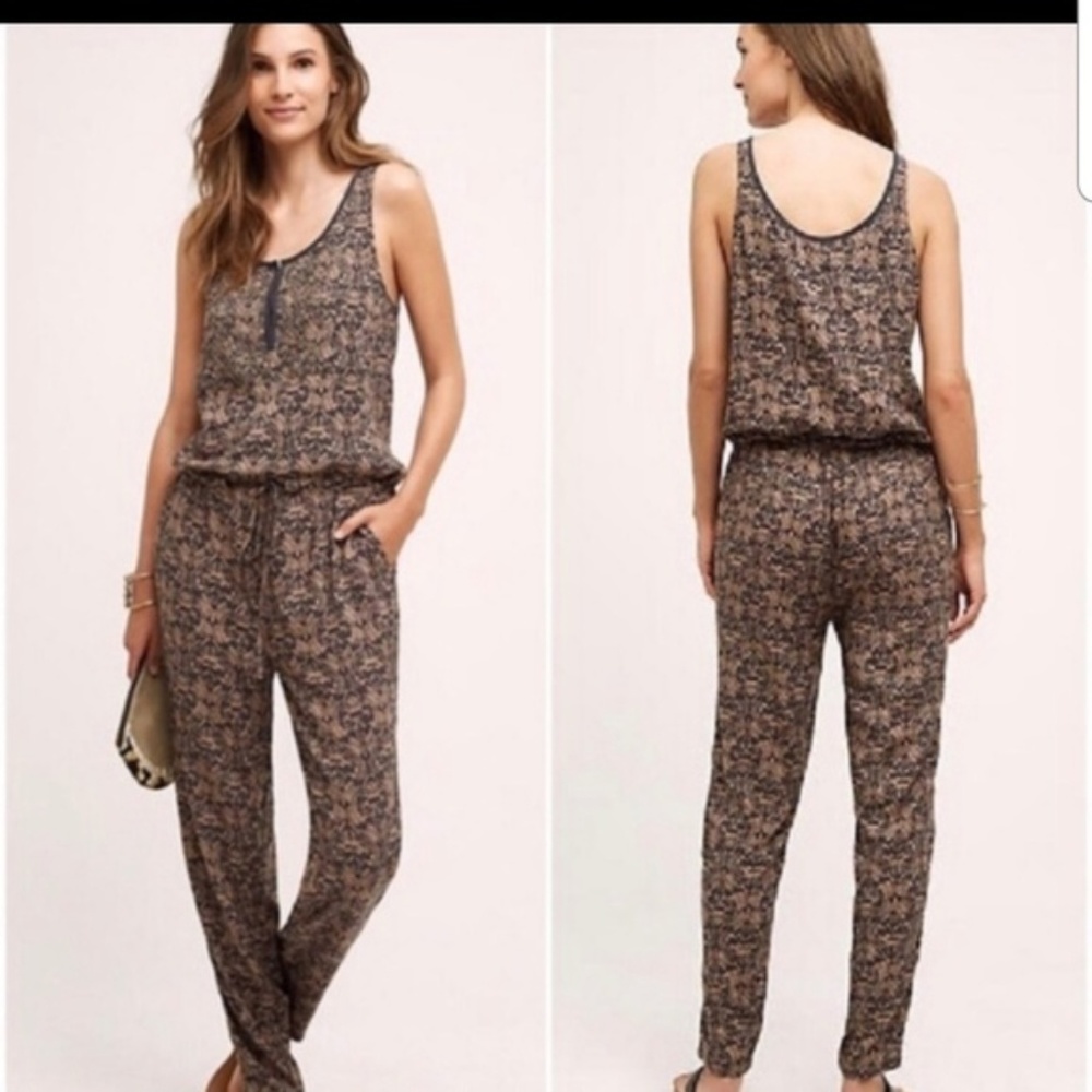 NWT Anthropologie Tiny Brown Beaded Jumpsuit